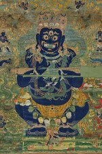 A monumental Imperial silk brocade thangka of Mahakala, Mark and period of Yongle