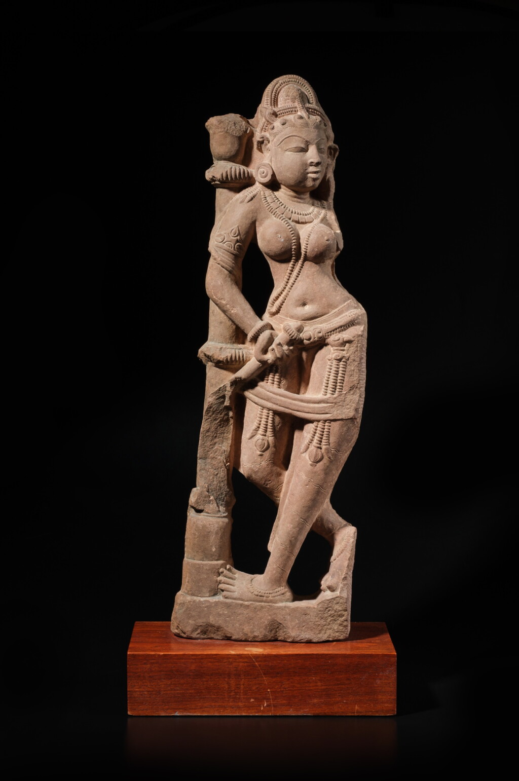 View full screen - View 1 of Lot 579. A sandstone figure of a surasandari, Central India, circa 10th century.