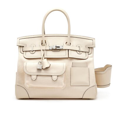 View full screen - View 1 of Lot 19. Limited Edition Nata Swift and Goeland Toile Cargo Birkin 35 Palladium Hardware, 2021.