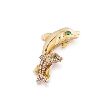 View full screen - View 1 of Lot 211. Broche or et diamants | Gold and diamond brooch.