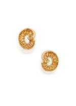 PAIR OF GOLD AND CITRINE EARCLIPS, VERDURA