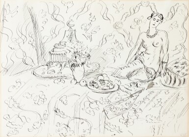 View full screen - View 1 of Lot 113. Odalisque sur fond ornemental.