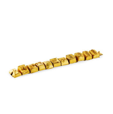 View full screen - View 1 of Lot 124. BRACELET BRONZE DORE, "LES SEPT PECHES CAPITAUX" | GILT BRONZE BRACELET, 'LES SEPT PECHES CAPITAUX' .