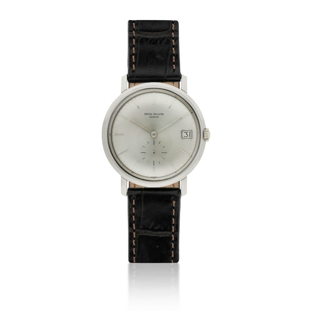 View full screen - View 1 of Lot 119. PATEK PHILIPPE | REF 3445G CALATRAVA, A WHITE GOLD AUTOMATIC WRISTWATCH WITH DATE CIRCA 1975.