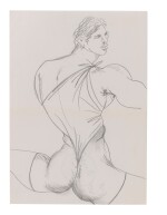 Male back nude (recto) ; head sketch (verso), circa 1985