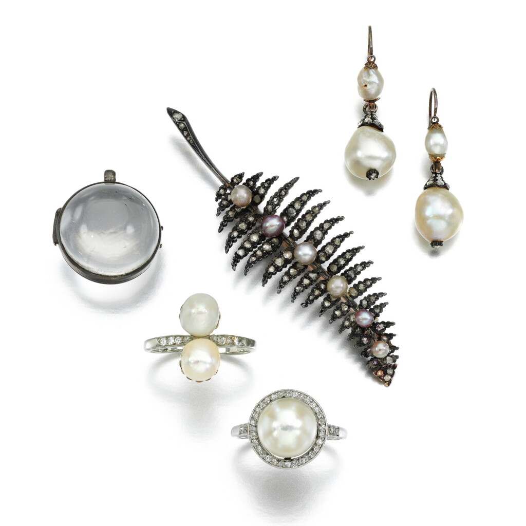 View full screen - View 1 of Lot 151. Group of pearl and diamond jewellery.