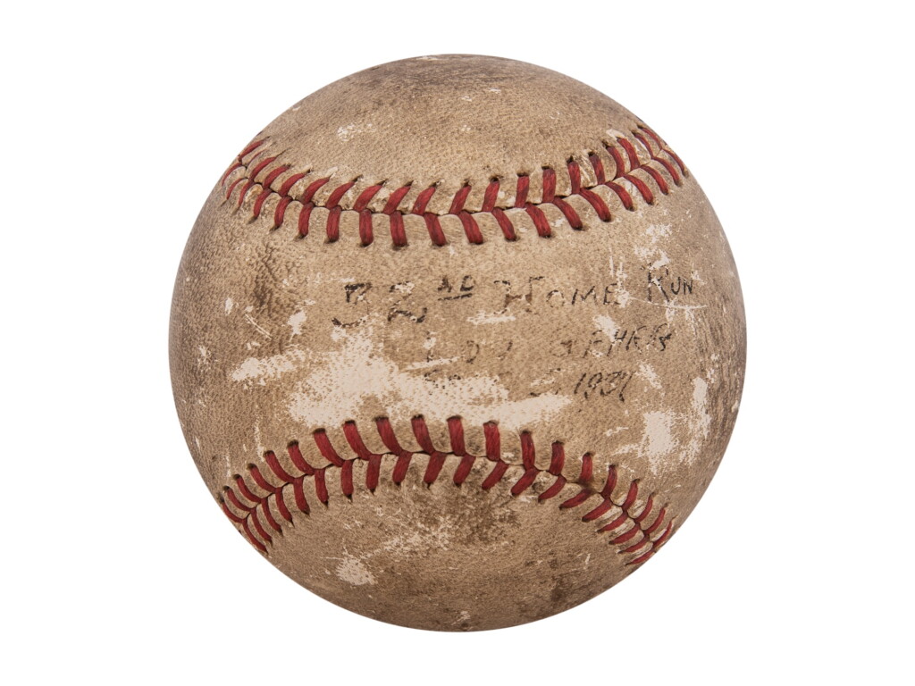 View full screen - View 1 of Lot 15. 1937 Lou Gehrig Game Used 459th Home Run OAL Harridge Baseball Used on 9/5/37 (MEARS).