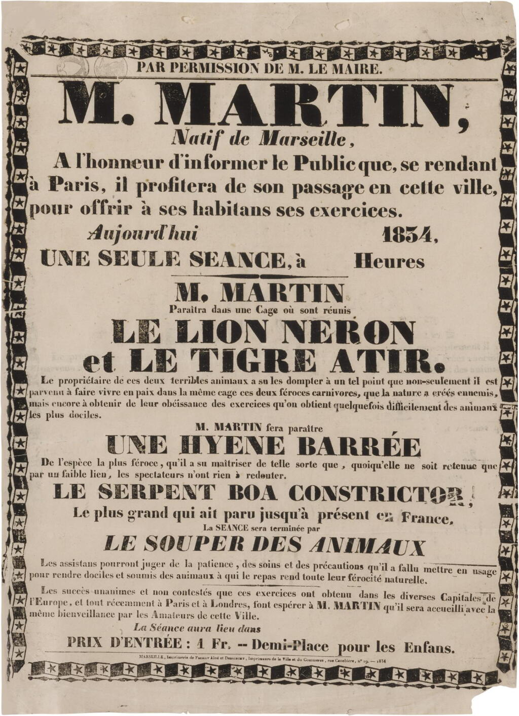 View full screen - View 1 of Lot 439. Martin, Henri | Wild animals enter the circus.