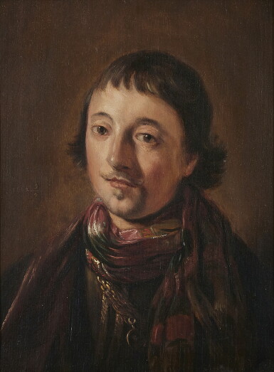 View full screen - View 1 of Lot 256. ATTRIBUTED TO SALOMON DE BRAY | PORTRAIT OF A YOUNG MAN, BUST-LENGTH, WEARING A GOLD CHAIN.