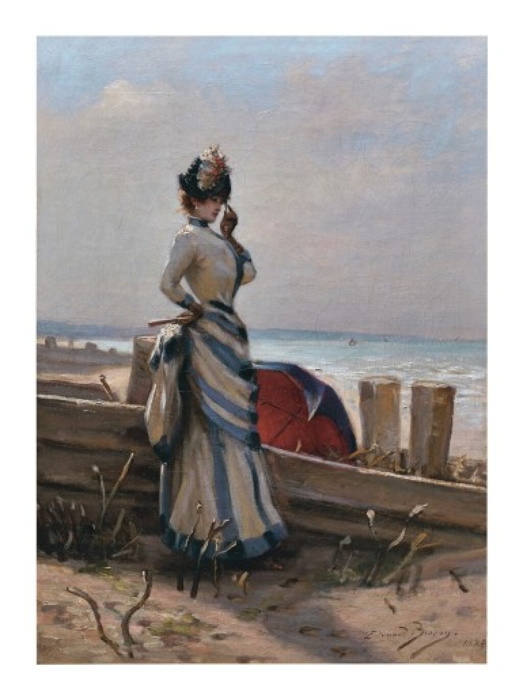 View full screen - View 1 of Lot 151. ÉDOUARD BISSON | AN ELEGANT WOMAN BY THE SEA.