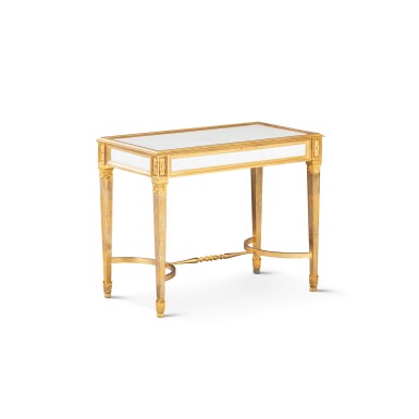 View full screen - View 1 of Lot 219. A gilt-bronze and white marble presentation table, in the taste of Louis XVI, 20th century | Table présentoir en bronze doré et marbre blanc dans le goût Louis XVI, XXe siècle.