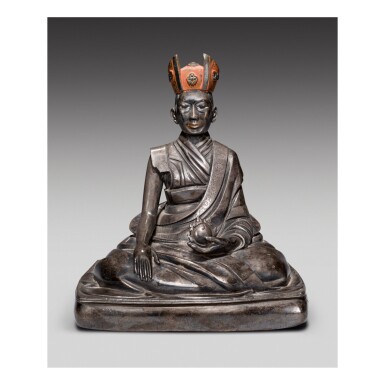 View full screen - View 1 of Lot 311. A SILVER FIGURE OF THE FIFTH SHARMAPA, KONCHOK YANGLAK, TIBET, 17TH CENTURY.