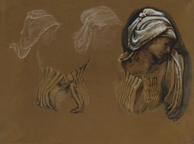 View full screen - View 1 of Lot 35. SIR EDWARD COLEY BURNE-JONES, BT., A.R.A., R.W.S. | STUDY FOR THE WHEEL OF FORTUNE.