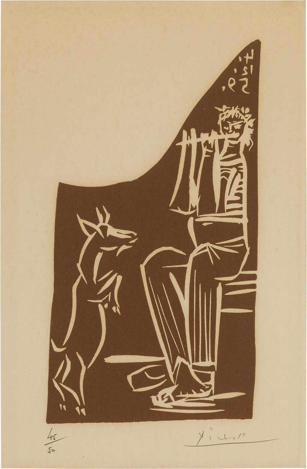 View full screen - View 1 of Lot 71. PABLO PICASSO | FLÛTISTE ET CHÈVRE SAVANTE (B. 949; BA. 1267).