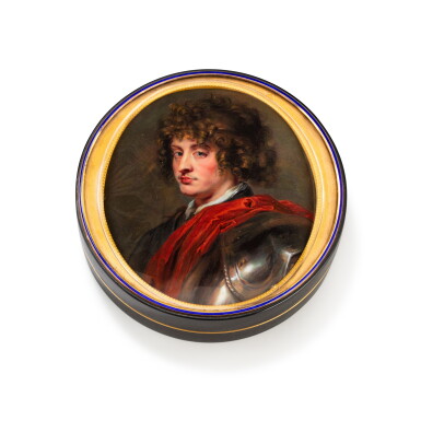 View full screen - View 1 of Lot 16. A gold, enamel and tortoiseshell boite-à-miniature | Boite à miniature en or, émail et écaille.