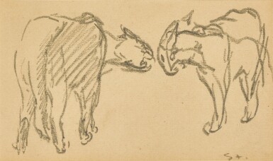 View full screen - View 1 of Lot 101. Deux chats jouant.