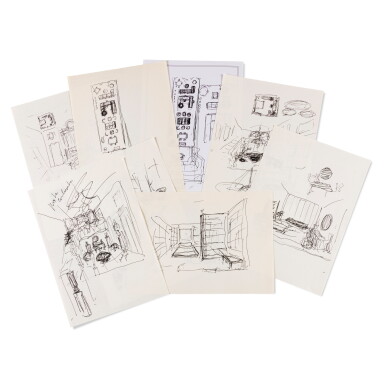 View full screen - View 1 of Lot 145. Eight original interior design projects, including the flat rue de Lille.