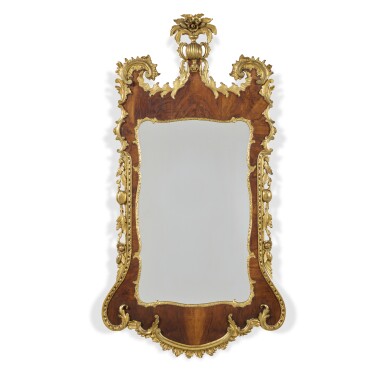 View full screen - View 1 of Lot 1016. George III Parcel-Gilt and Figured Mahogany Mirror, Circa 1760.
