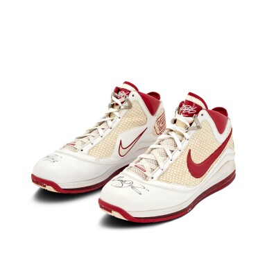 View full screen - View 1 of Lot 3. LeBron James Cleveland Cavaliers 2009-2010 Game Worn and Dual-Signed Sneakers | Double Double.