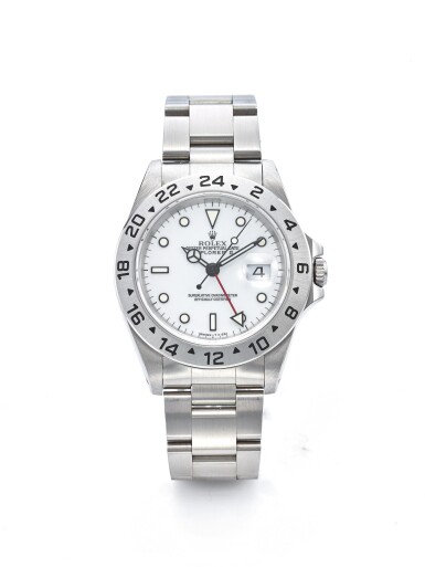 View full screen - View 1 of Lot 5. ROLEX | REF 16570 EXPLORER II, A STAINLESS STEEL AUTOMATIC DUAL TIME ZONE WRISTWATCH WITH DATE, 24-HOUR INDICATION AND BRACELET CIRCA 1996.
