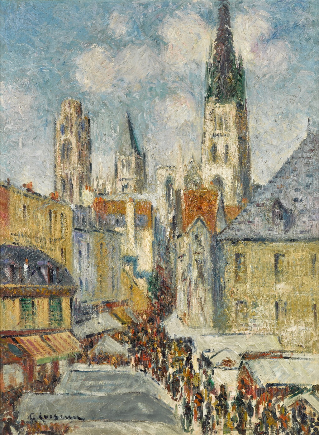 View full screen - View 1 of Lot 294. La rue de l'Epicerie à Rouen, jour de marché.