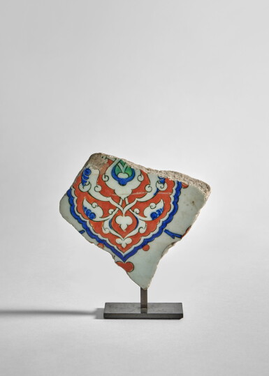 View full screen - View 1 of Lot 577. An Iznik Pottery Border Tile Fragment, Turkey, circa 1570.