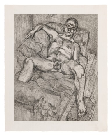 View full screen - View 1 of Lot 35. LUCIAN FREUD | MAN POSING (HARTLEY 27; FIGURA 44).