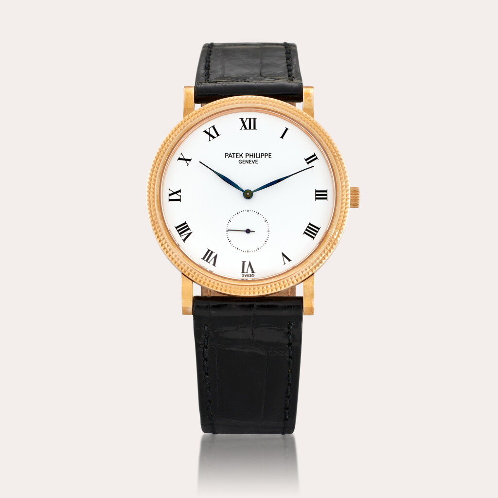 View full screen - View 1 of Lot 475. Reference 3919R-001 Calatrava | A pink gold wristwatch, Circa 1990.