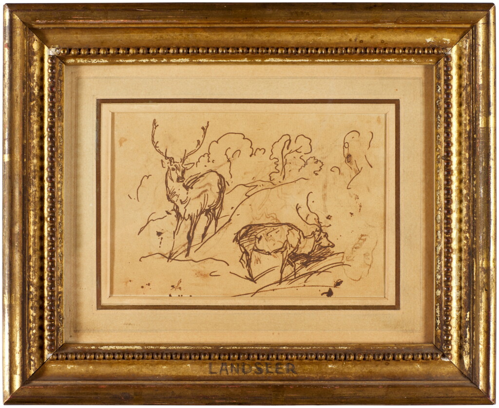 View full screen - View 1 of Lot 71. Study of two stags.