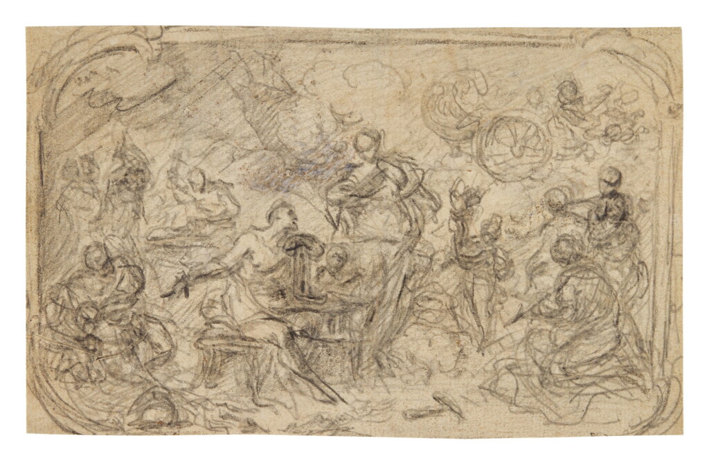 View full screen - View 1 of Lot 592. ATTRIBUTED TO GABRIEL-JACQUES DE SAINT-AUBIN | VENUS IN THE FORGE OF VULCAN: A DESIGN FOR A TITLE-PAGE.
