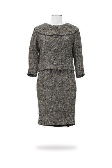View full screen - View 1 of Lot 83. Torrente, circa 1961, Chiné wool dress and matching jacket | Robe en lainage chiné, veste courte assortie.