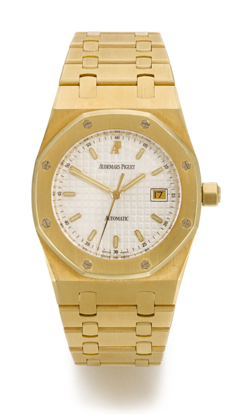 View full screen - View 1 of Lot 41. AUDEMARS PIGUET | ROYAL OAK, REFERENCE 4100 BA, YELLOW GOLD BRACELET WATCH WITH DATE, CIRCA 1990.