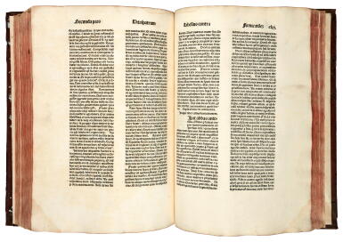 View full screen - View 1 of Lot 203. Hieronymus, Vitae patrum, Nuremberg, Koberger, 1478, calf over wooden boards.