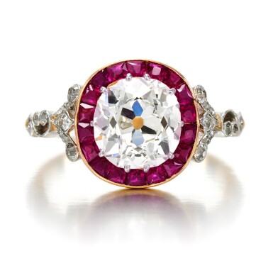 View full screen - View 1 of Lot 5. Ruby and diamond ring, early 20th century.