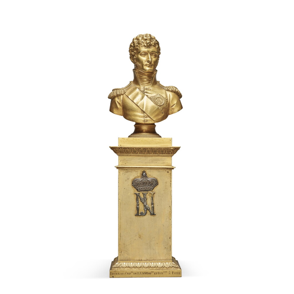 View full screen - View 1 of Lot 163. A French Empire Napoléonide Gilt Bronze Bust of Jérôme Bonaparte by Martin-Guillaume Biennais, Circa 1810.