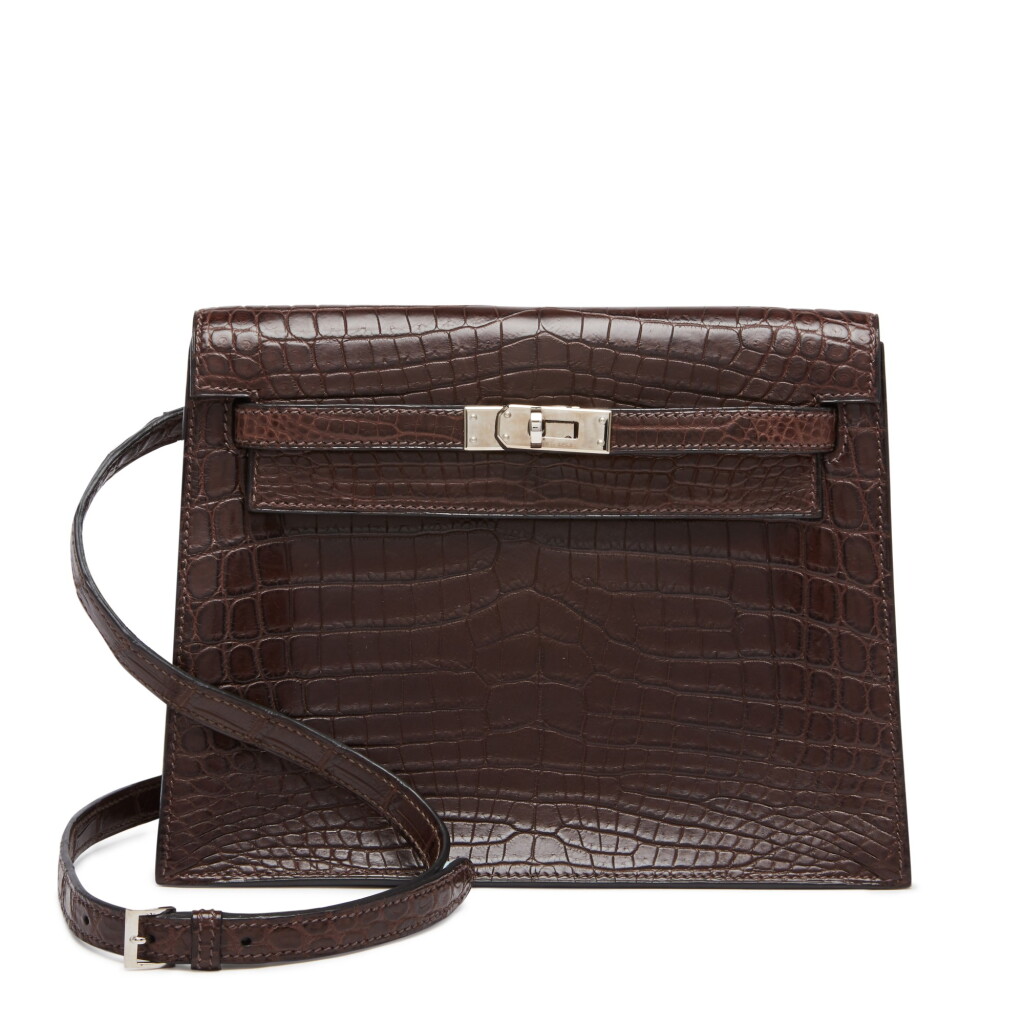 View full screen - View 1 of Lot 383. Chocolate Kelly Danse in Matte Niloticus Crocodile Palladium Hardware, 2007.