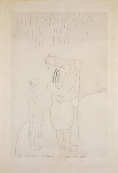 View full screen - View 1 of Lot 153. DAVID HOCKNEY, R.A. | THE MARRIAGE IN HAWAII OF DAVID AND ANN (MCA TOKYO 257).