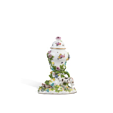 View full screen - View 1 of Lot 665. A Meissen porcelain pot-pourri vase and pierced cover, circa 1750.
