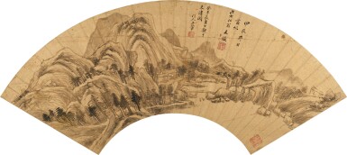 View full screen - View 1 of Lot 8028. 王鑑 墨筆山水|Wang Jian, Landscape after Ancient Masters .