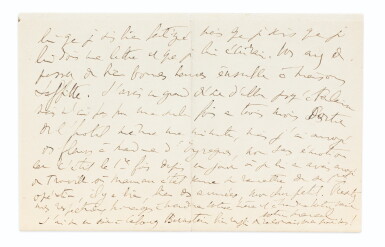 View full screen - View 1 of Lot 294. Lettre inédite à Lucien Daudet (1911, 4 p.), sur la mise au net de Combray, le livre de Lucien et Cabourg.