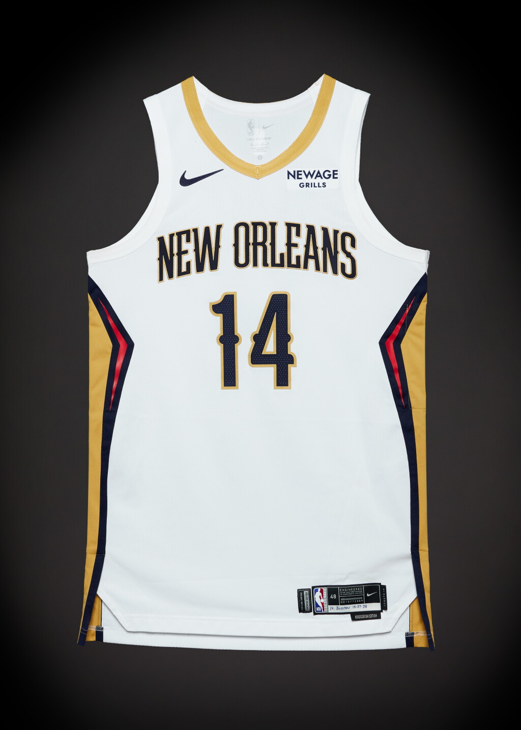 View full screen - View 1 of Lot 47. Micah Peavy ‘Rookie Debut’ New Orleans Pelicans 2025-2026 Game Worn Association Edition Jersey.