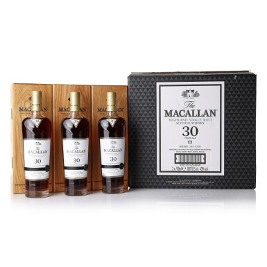 View full screen - View 1 of Lot 3212. The Macallan 30 Year Old Sherry Oak 2022 Release 43.0 abv NV (3 BT70).