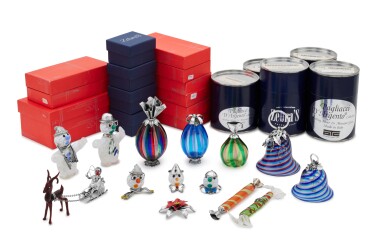 View full screen - View 1 of Lot 112. A group of fourteen Italian silver, enamel, and Murano glass Christmas decorations, designed by Vittorio Angini for Sorini, Arezzo, late 20th century.