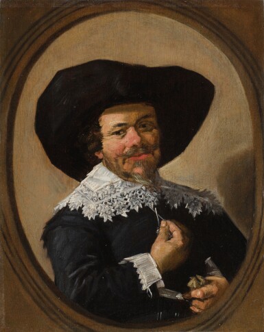 View full screen - View 1 of Lot 323. Portrait of a Man Wearing a Wide Brimmed Hat.