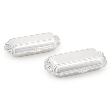 View full screen - View 1 of Lot 8. A pair of Art Deco silver entrée dishes, Fattorini & Sons Ltd., Sheffield, 1936.