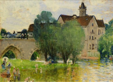 View full screen - View 1 of Lot 181. Bathing by the bridge in Moret sur Loing.
