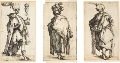 View full screen - View 1 of Lot 122. The Three Magi: Balthasar, Melchior, and Caspar (W. 26, 28, 27; G. H. 29a, 30a, 31a).