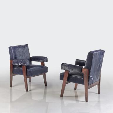 View full screen - View 1 of Lot 129. Pair of "Committee" Armchairs.