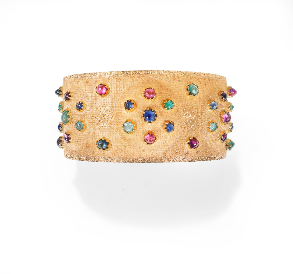 View full screen - View 1 of Lot 75. MANCHETTE PIERRES DE COULEUR | GEM SET CUFF.