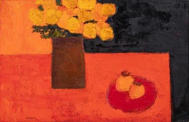 View full screen - View 1 of Lot 66. Roses d'Inde et kakis.